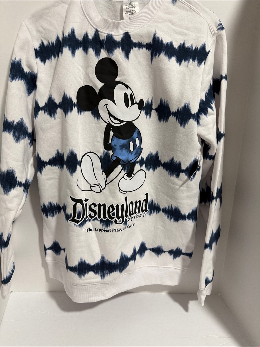 Disney White & Navy Tie-Dye Mickey Crewneck Sweatshirt